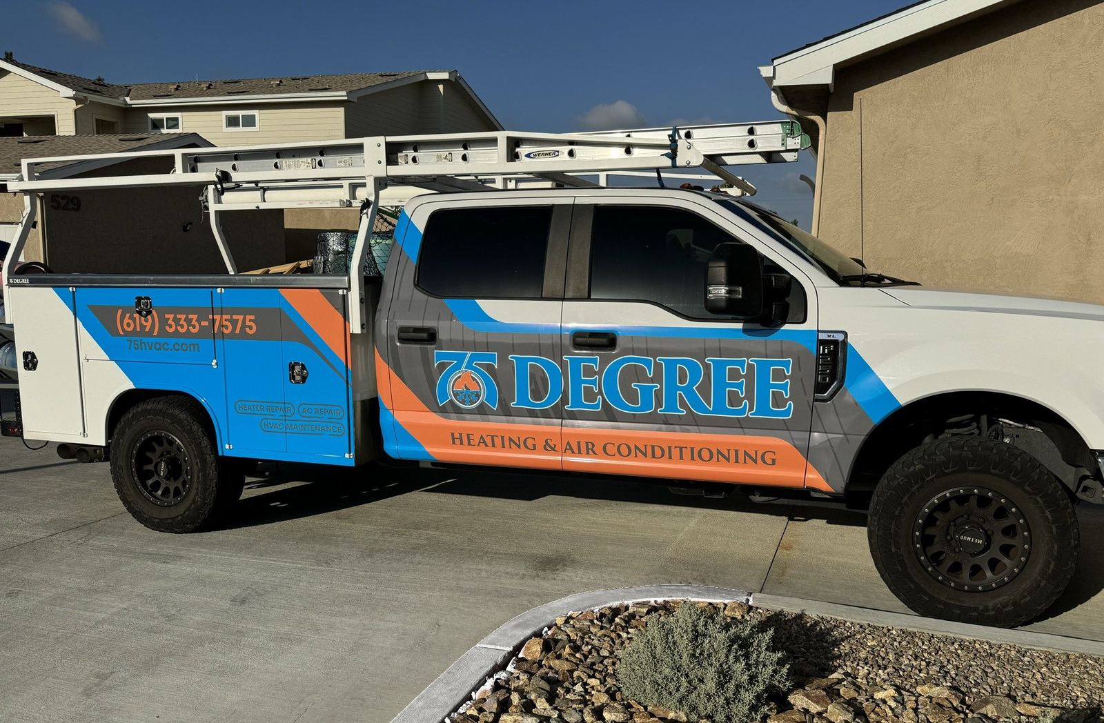 75 Degree Heating & Air service truck