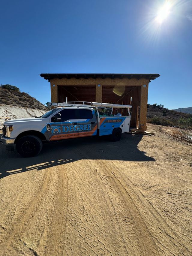 75 Degree truck at a new build job site