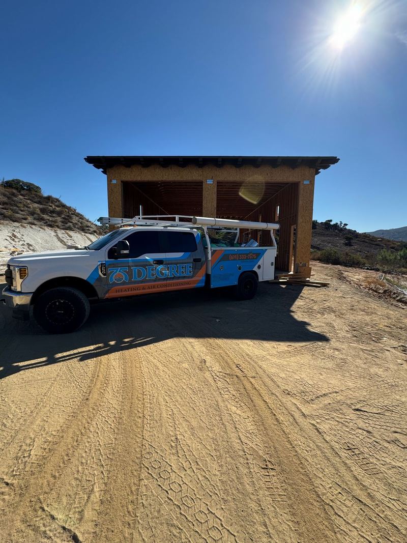 75 Degree truck at a new build job site
